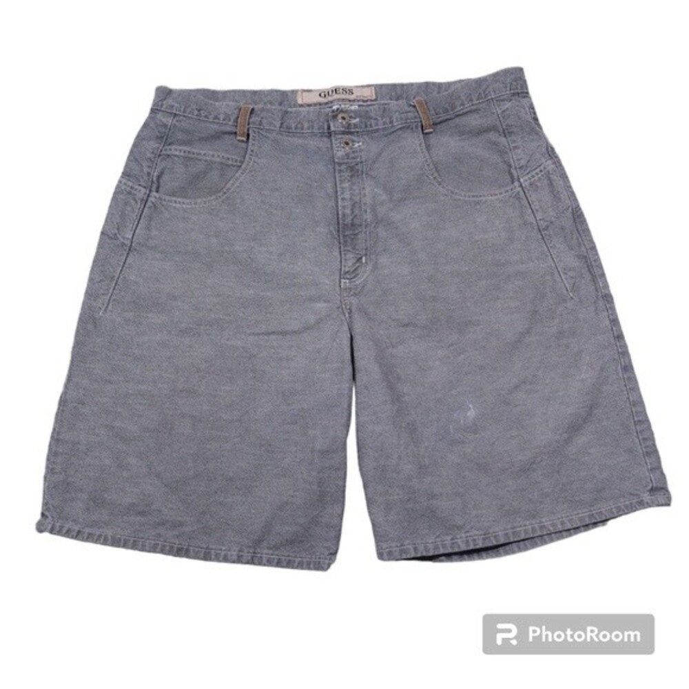 Vintage Guess Baggy Gray Denim Jean Shorts Y2K Loose Relaxed Men's Size 40